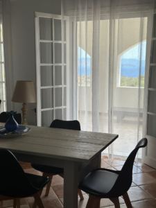 Living room of rented house with sea view in Karavas, Kythera